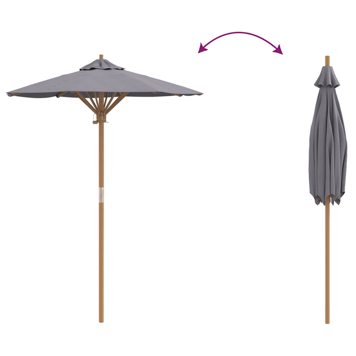 Parasol da Giardino Grigio Scuro 150x210 cm Bambù