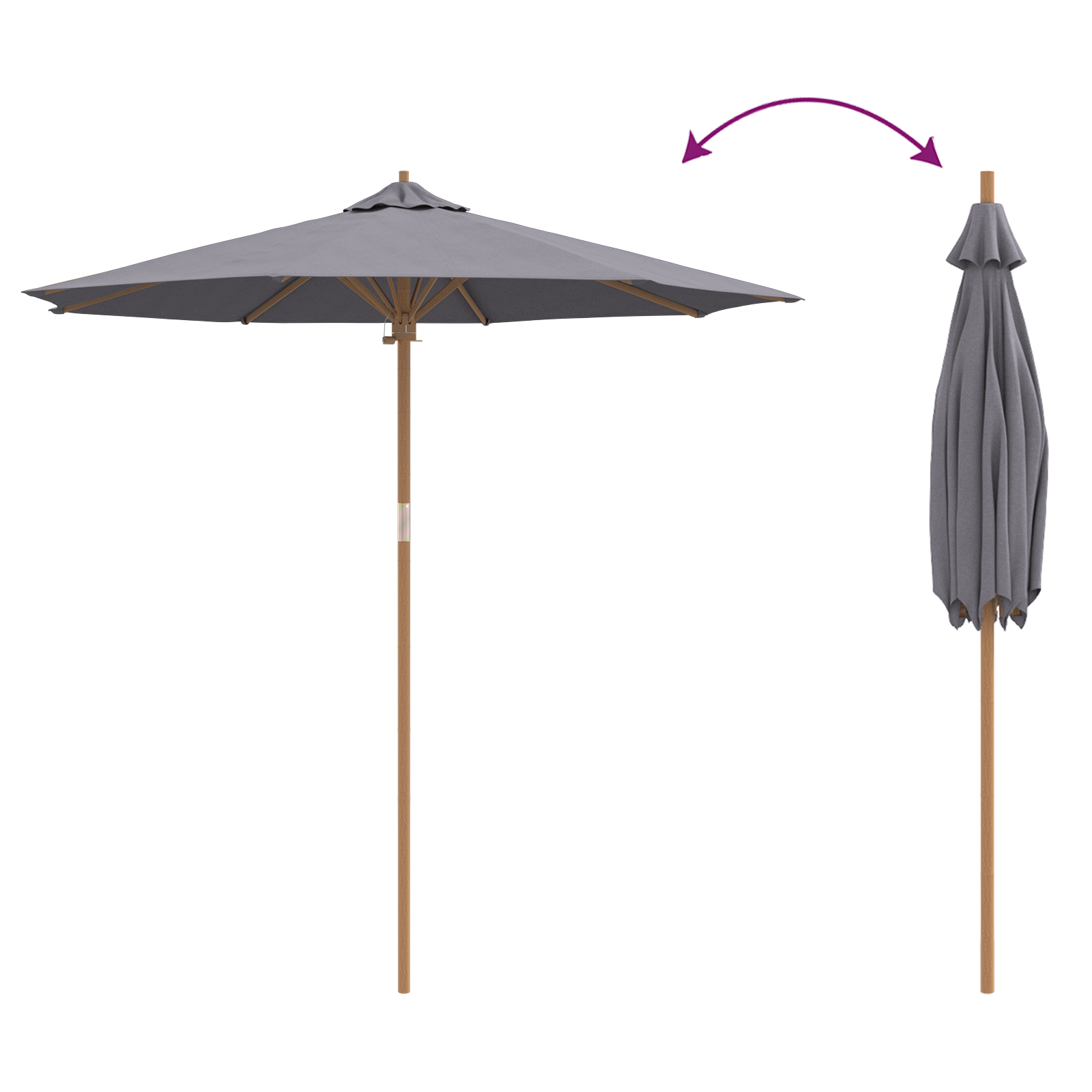 Parasol da Giardino Grigio Scuro 240x260 cm Bambù