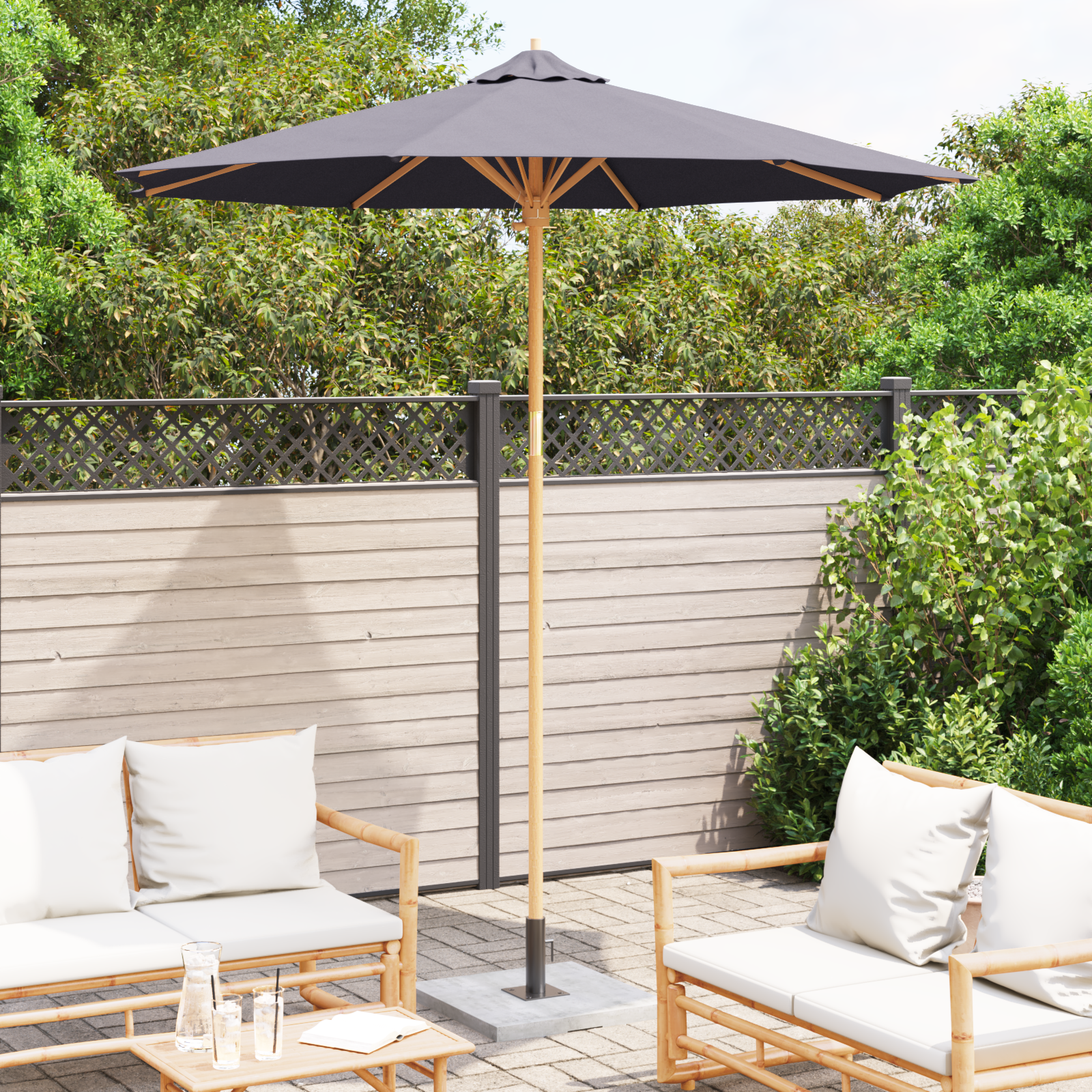 Parasol da Giardino Grigio Scuro 240x260 cm Bambù