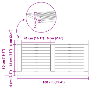 Tavolo 100x50x2,2 cm Rettangolare in Legno Massello
