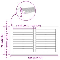 Piano Tavolo 120x70x2,2 cm Rettangolare in Legno Massello di Acacia
