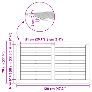 Piano Tavolo 120x70x2,2 cm Rettangolare in Legno Massello di Acacia