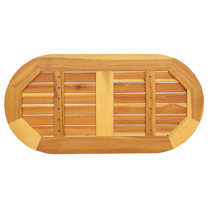 Tavolo Ovale in Legno Massello di Acacia 80x40x2 cm