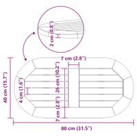 Tavolo Ovale in Legno Massello di Acacia 80x40x2 cm