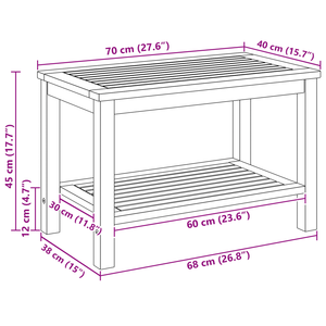 Tavolino da caffè 70x40x45 cm in legno massello di acacia
