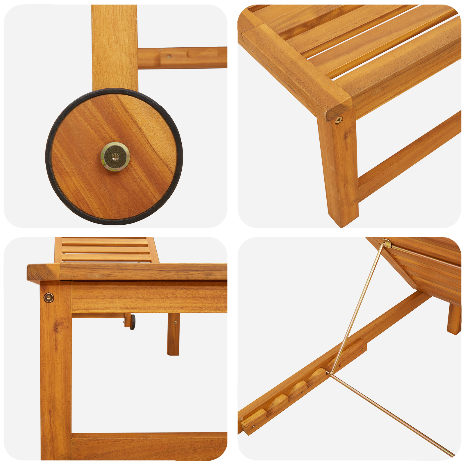 Lettino prendisole in legno massello di acacia