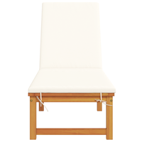 Lettino prendisole con cuscini panna in legno di acacia