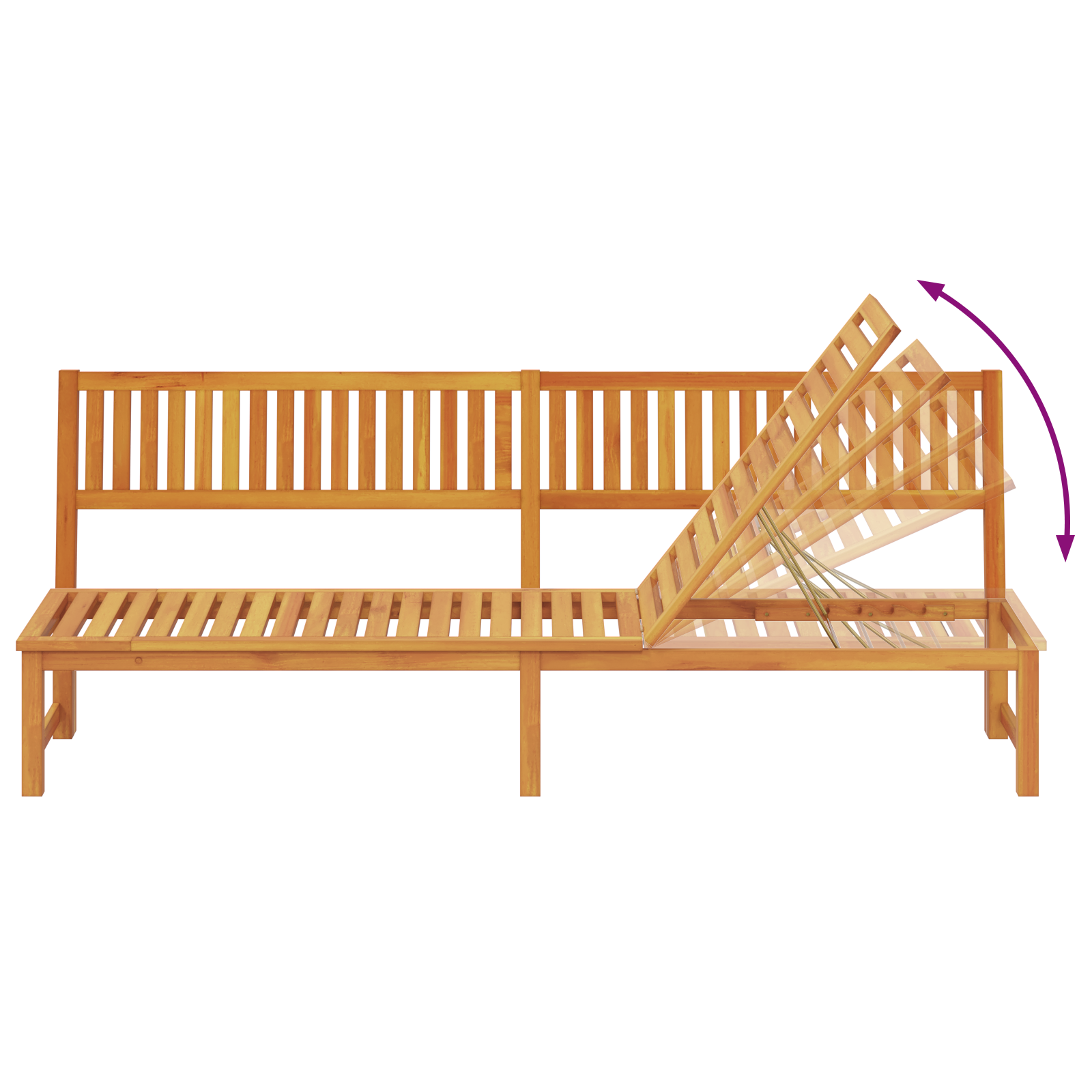 Lettino prendisole 3-in-1 in legno massello di acacia