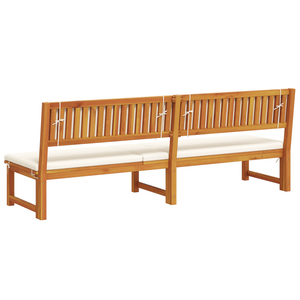 Lettino Prendisole 3-in-1 con cuscini panna in legno massello di acacia