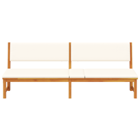 Lettino Prendisole 3-in-1 con cuscini panna in legno massello di acacia