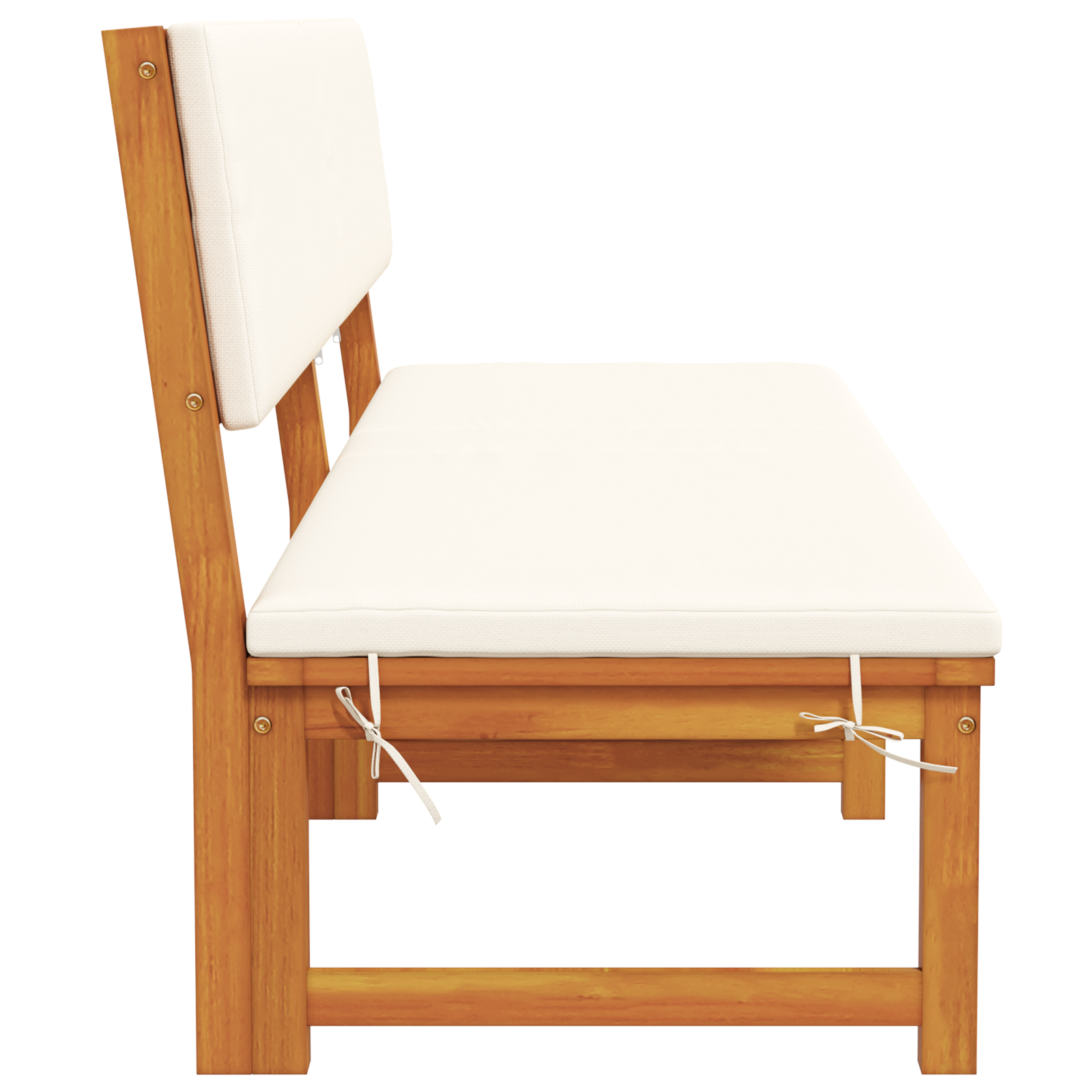 Lettino Prendisole 3-in-1 con cuscini panna in legno massello di acacia