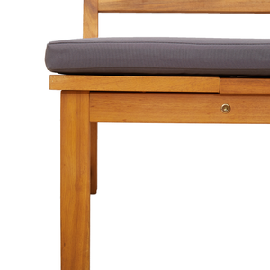 Lettino prendisole 3-in-1 con cuscini grigi chiari in legno massello di acacia