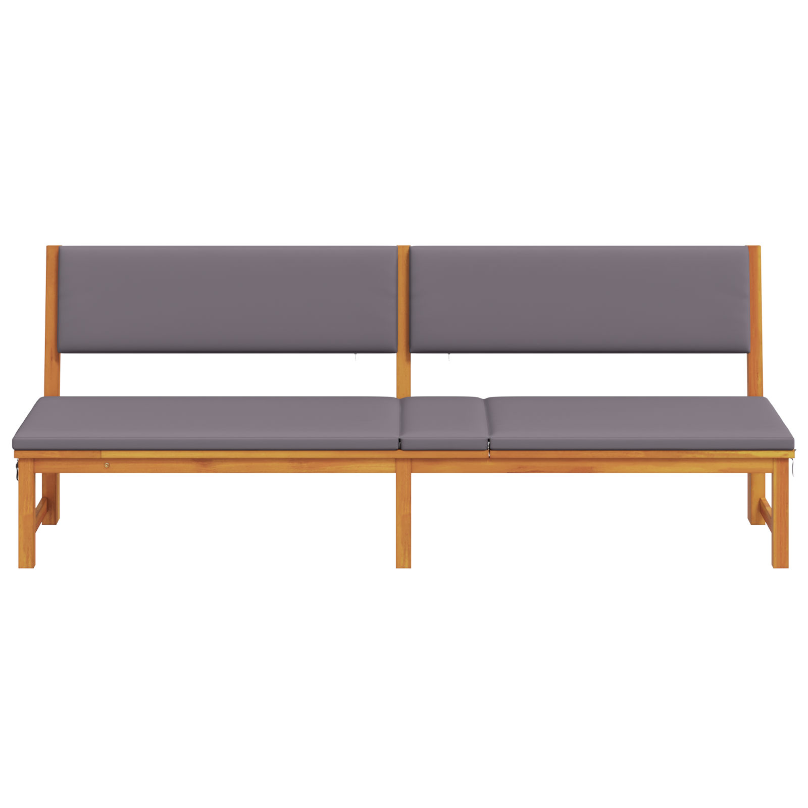 Lettino prendisole 3-in-1 con cuscini grigi chiari in legno massello di acacia