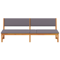 Lettino prendisole 3-in-1 con cuscini grigi chiari in legno massello di acacia