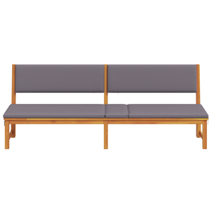 Lettino prendisole 3-in-1 con cuscini grigi chiari in legno massello di acacia