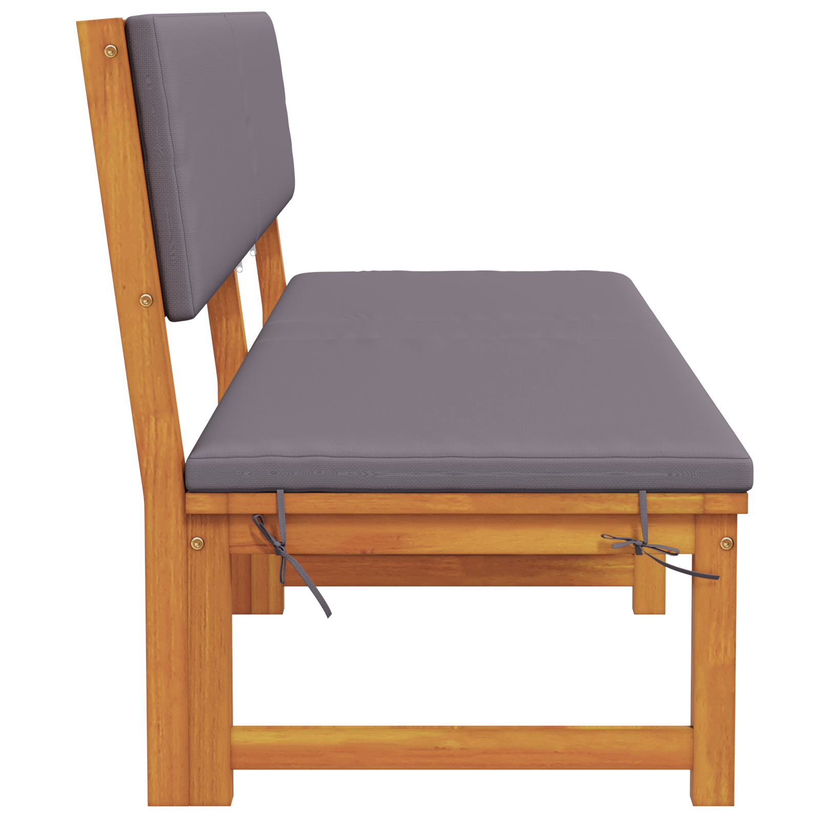 Lettino prendisole 3-in-1 con cuscini grigi chiari in legno massello di acacia