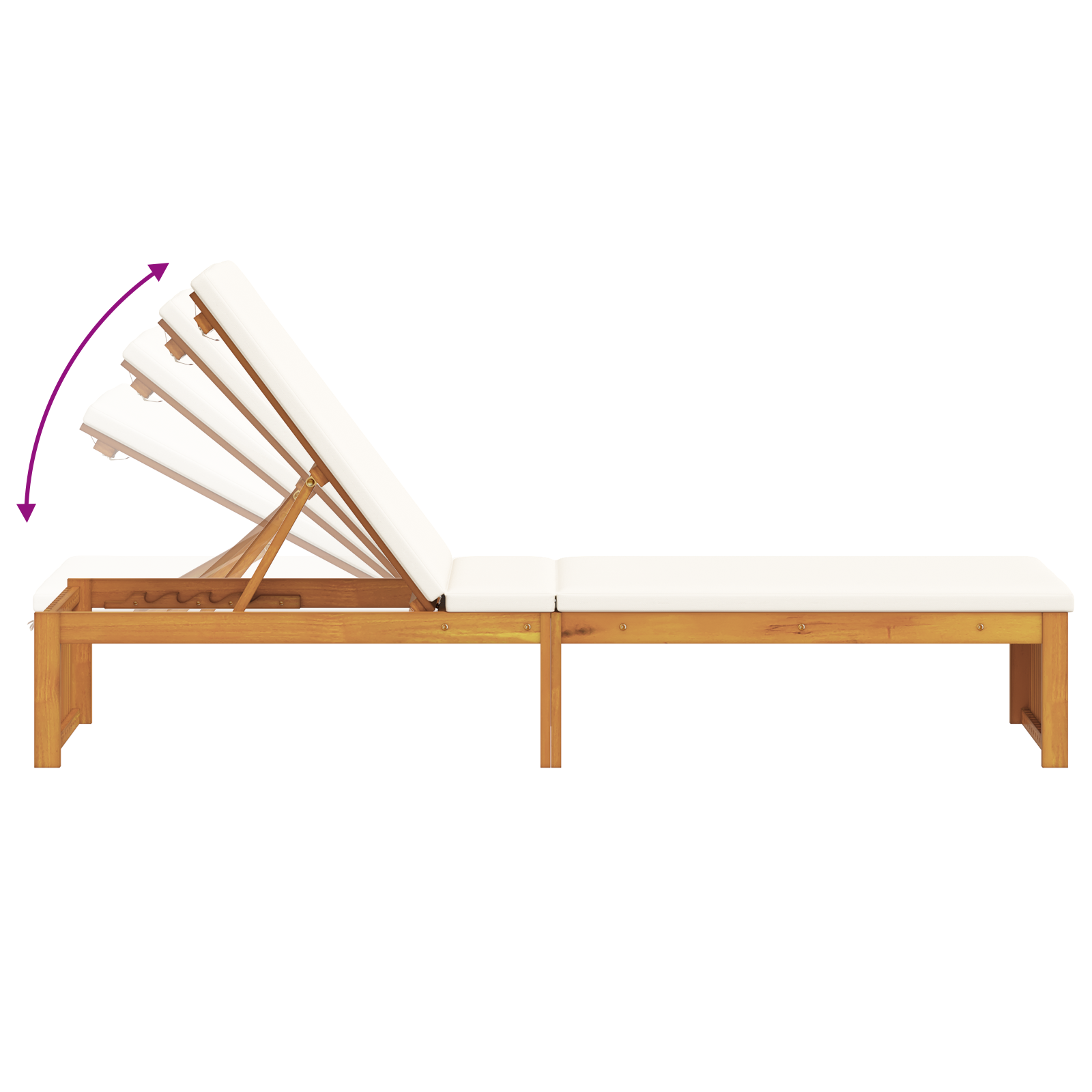 Lettino prendisole con cuscino 200x55x30 cm in legno massello di acacia