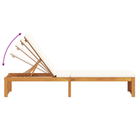 Lettino prendisole con cuscino 200x55x30 cm in legno massello di acacia