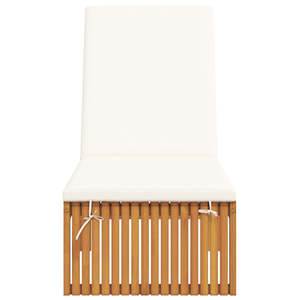 Lettino prendisole con cuscino 200x55x30 cm in legno massello di acacia