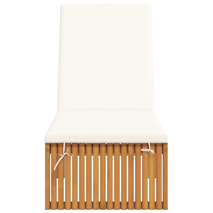 Lettino prendisole con cuscino 200x55x30 cm in legno massello di acacia