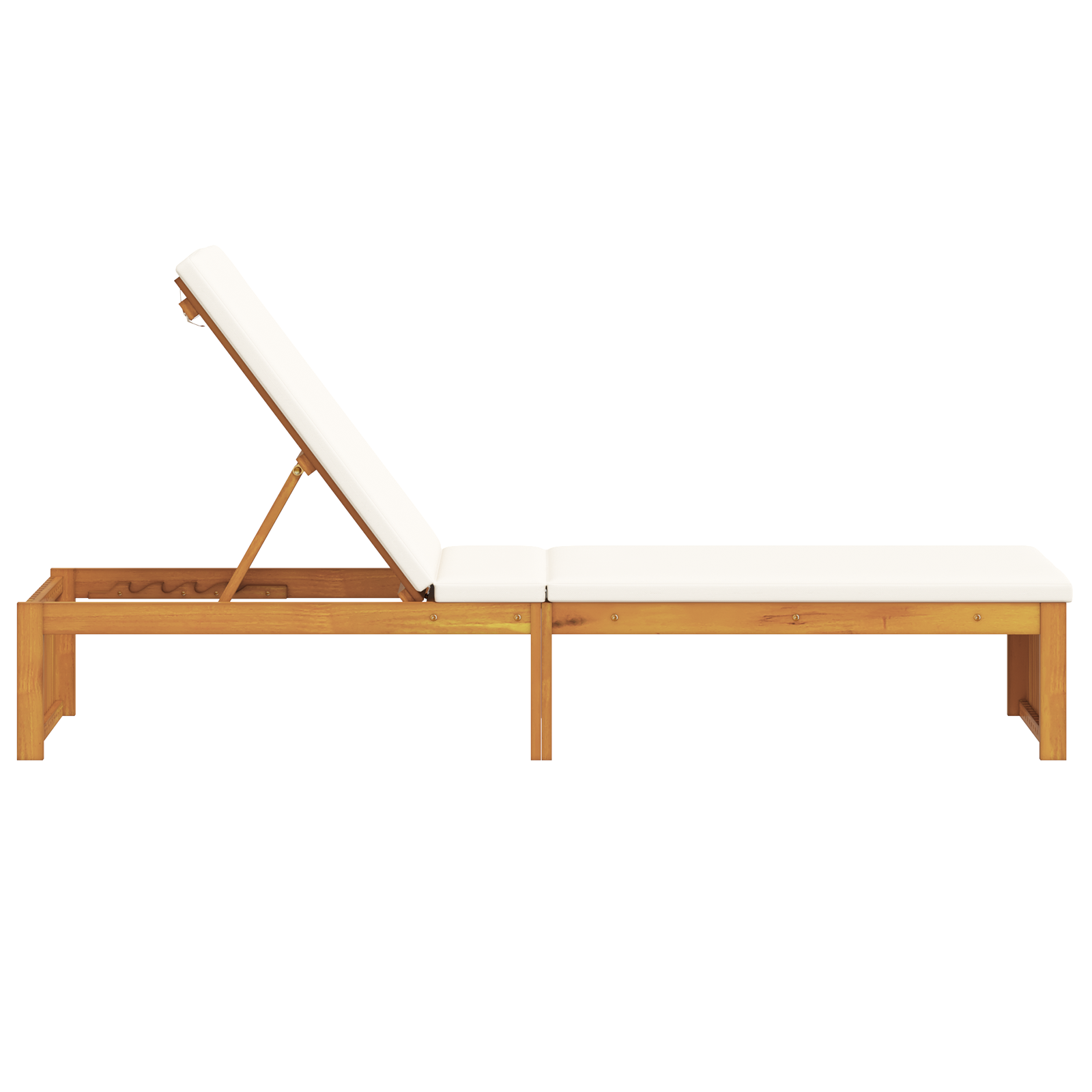 Lettino prendisole con cuscino 200x55x30 cm in legno massello di acacia