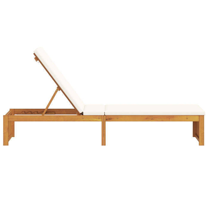 Lettino prendisole con cuscino 200x55x30 cm in legno massello di acacia