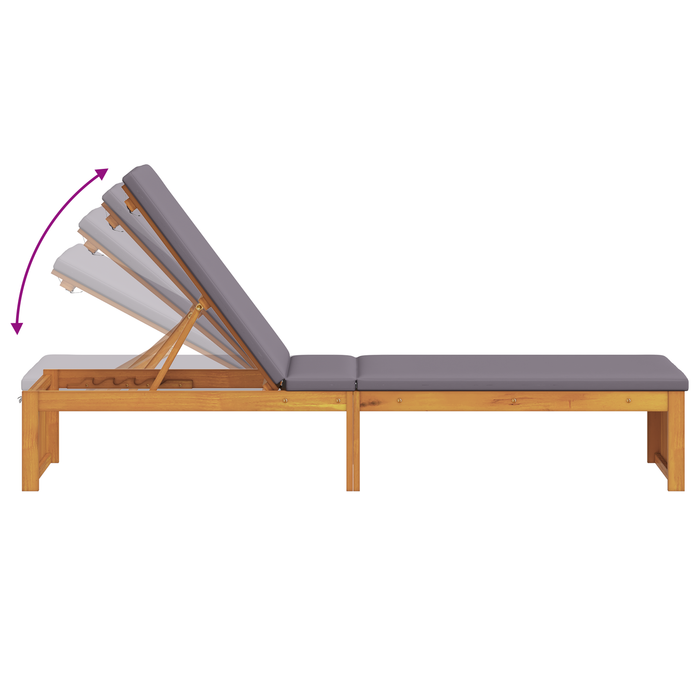 Lettino prendisole con cuscino 200x55x30 cm Legno massello di acacia