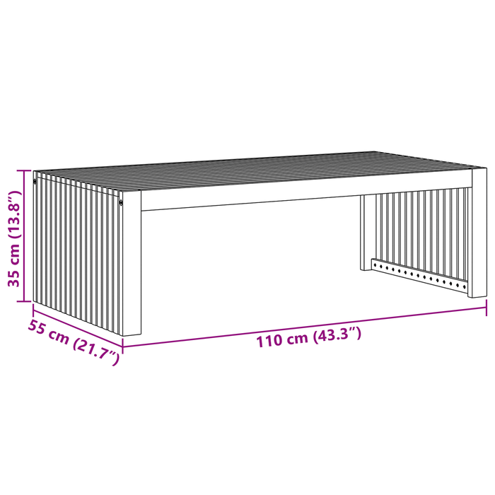 Tavolino da Giardino 110x55x35 cm Legno Massello Acacia