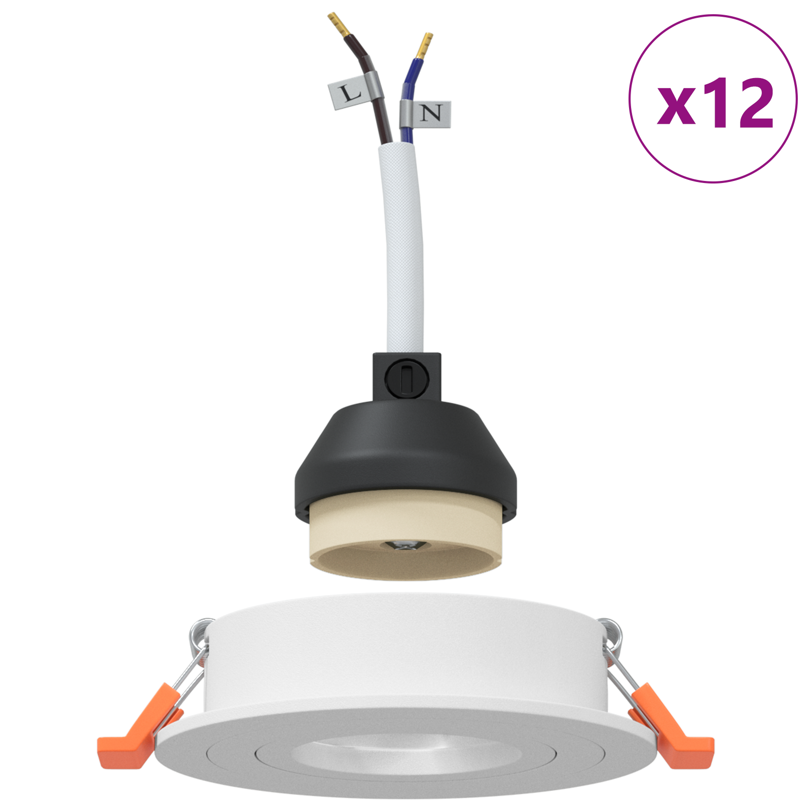 Fari incassati 12 pz Rotondo GU10 Bianco Ø91 mm