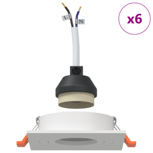 Fari Incassati 6 pcs Quadrato GU10 Bianco 91x91 mm