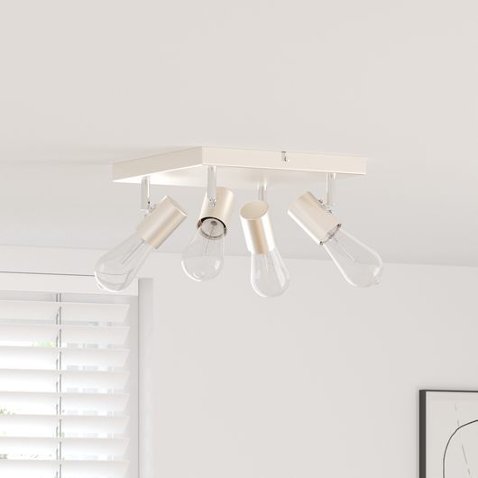 Faretto da soffitto 4 vie regolabile in nichel spazzolato E27