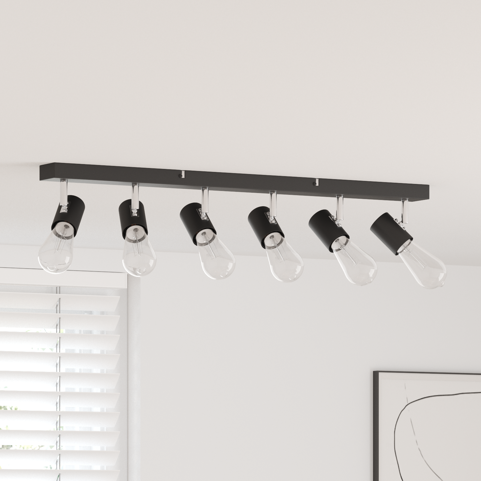 Faretti da soffitto 6 vie regolabili neri E27