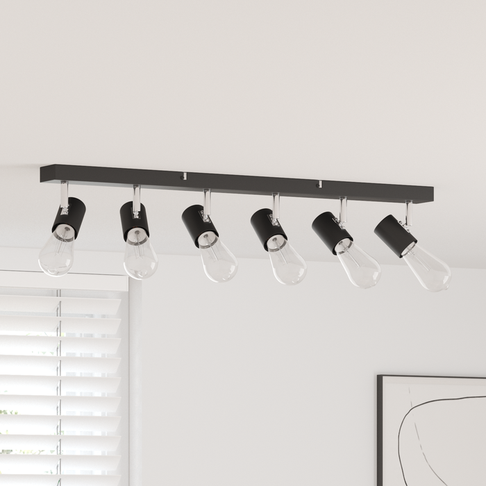 Faretti da soffitto 6 vie regolabili neri E27