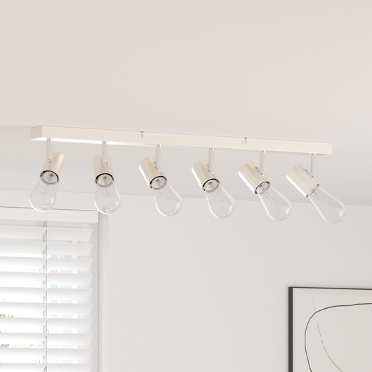 Faretto da soffitto 6 vie regolabile in nichel spazzolato E27