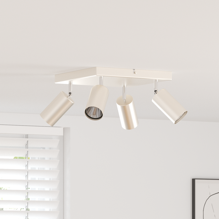 Faro da soffitto 4 Vie Regolabili Nichel Spazzolato GU10