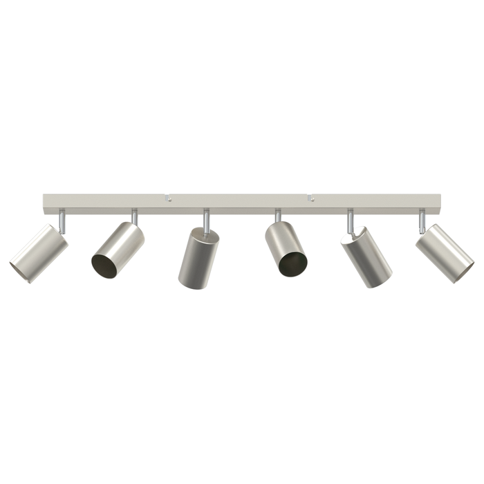 Faretto da soffitto 6 vie regolabili GU10 in nichel spazzolato