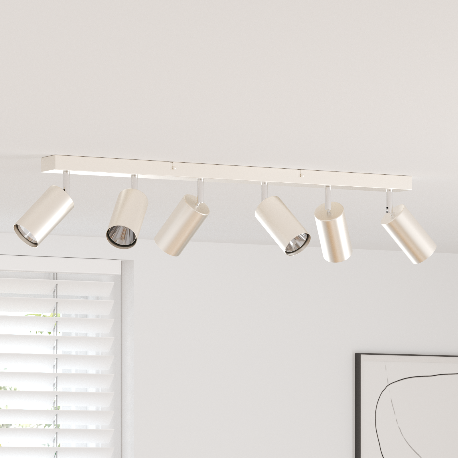 Faretto da soffitto 6 vie regolabili GU10 in nichel spazzolato