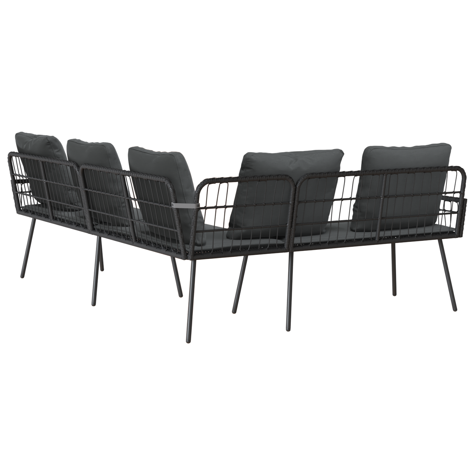 Divano ad angolo  Nero 231x173x78 cm in Polyrattan