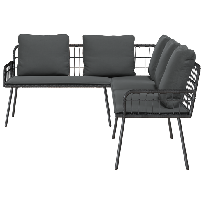 Divano ad angolo  Nero 231x173x78 cm in Polyrattan