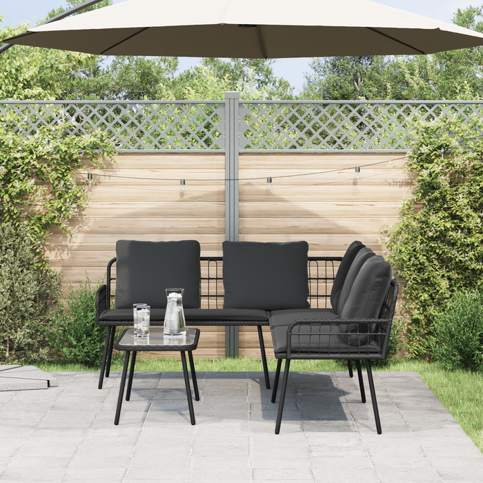 Divano ad angolo  Nero 231x173x78 cm in Polyrattan