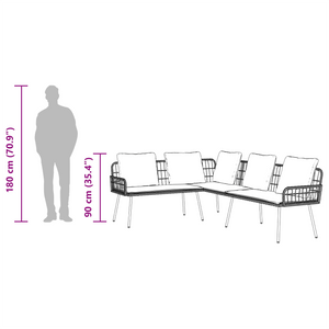 Divano ad angolo  Nero 231x173x78 cm in Polyrattan