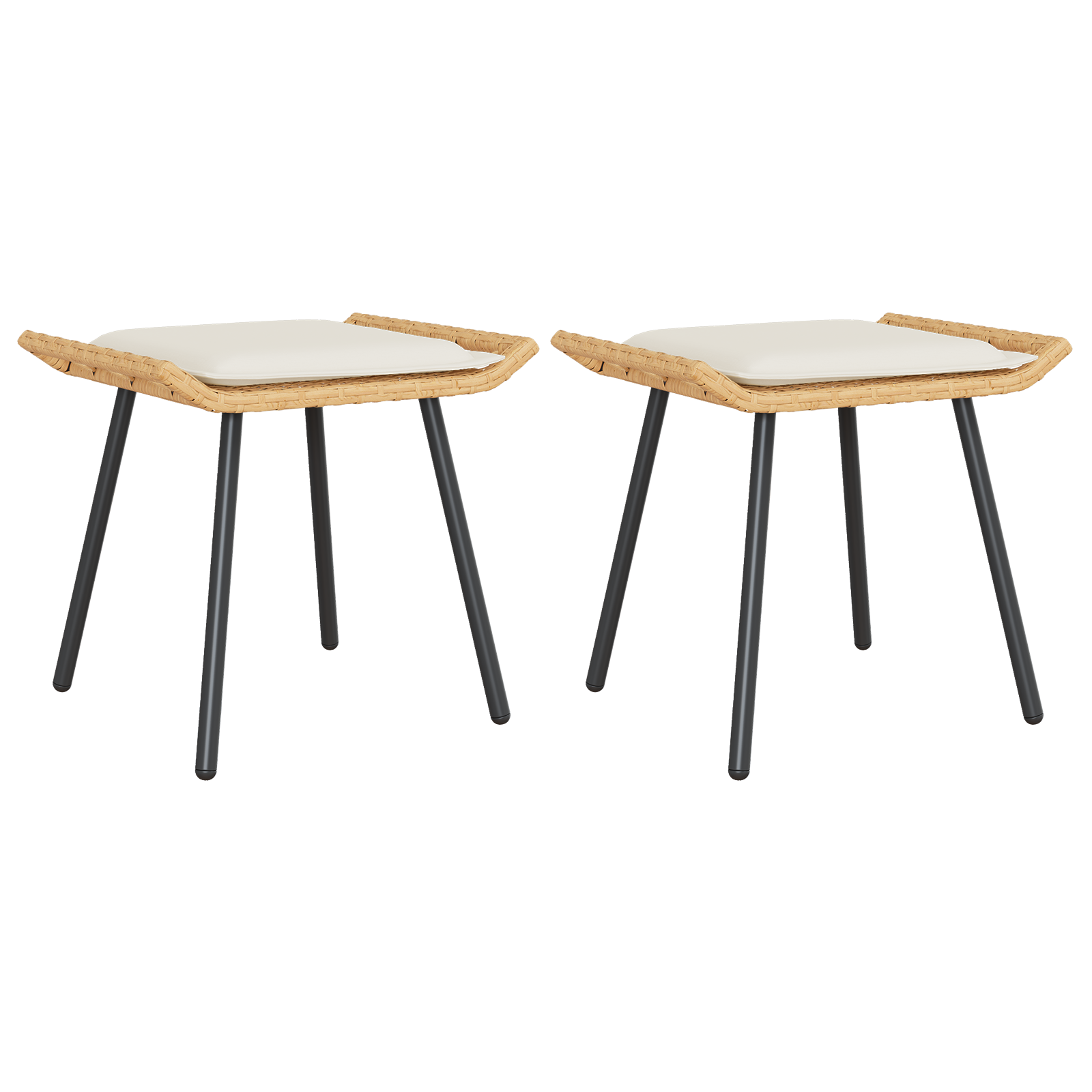 Sgabelli da Giardino 2 pcs Naturale 50x40x45 cm Polyrattan