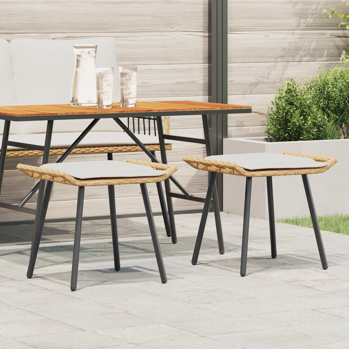 Sgabelli da Giardino 2 pcs Naturale 50x40x45 cm Polyrattan