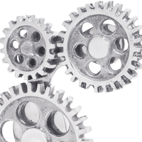 Fermalibri 2 pz Argento 10x10x22 cm Alluminio Ingranaggio