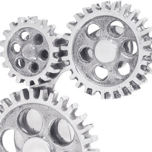 Fermalibri 2 pz Argento 10x10x22 cm Alluminio Ingranaggio