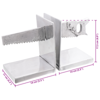 Fermalibri 2 pz Argento 11x14x17,5 cm Alluminio Seghettato