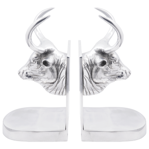 Fermalibri 2 pz Argento 17x15x27 cm Alluminio Toro