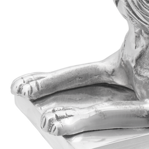 Fermalibri 2 pz Argento 12x15x18 cm Alluminio Cane