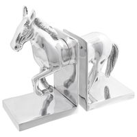 Fermalibri 2 pz Argento 11x14x25 cm Alluminio Cavallo