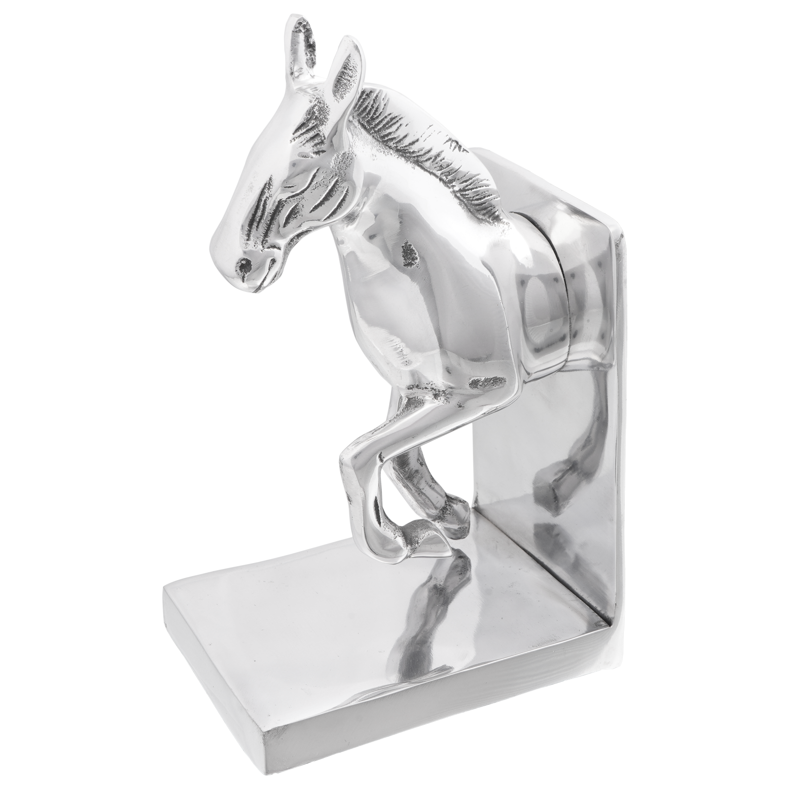 Fermalibri 2 pz Argento 11x14x25 cm Alluminio Cavallo